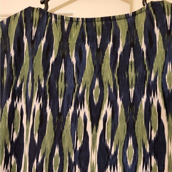 NWOT MICHAEL Michael Kors green/navy/white smeared short-sleeved blouse - Picture 6 of 6